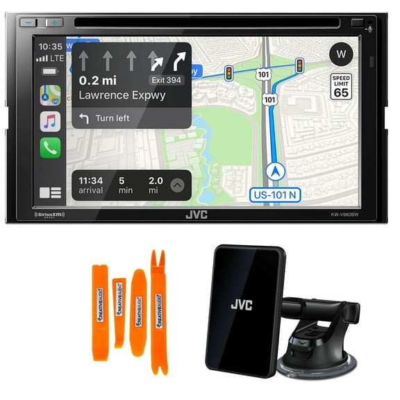 JVC KW-V960BW CDDVD AV Receiver with Bluetooth, Wireless Android Auto & Wireless Apple CarPlay, Includes KS-GC10Q Qi Wireless Charging Magnetic Mount Cradle