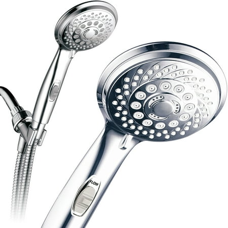PowerSpa 7-Setting Luxury Hand Shower with On/Off Pause Switch, (Best Shower Hose Review)