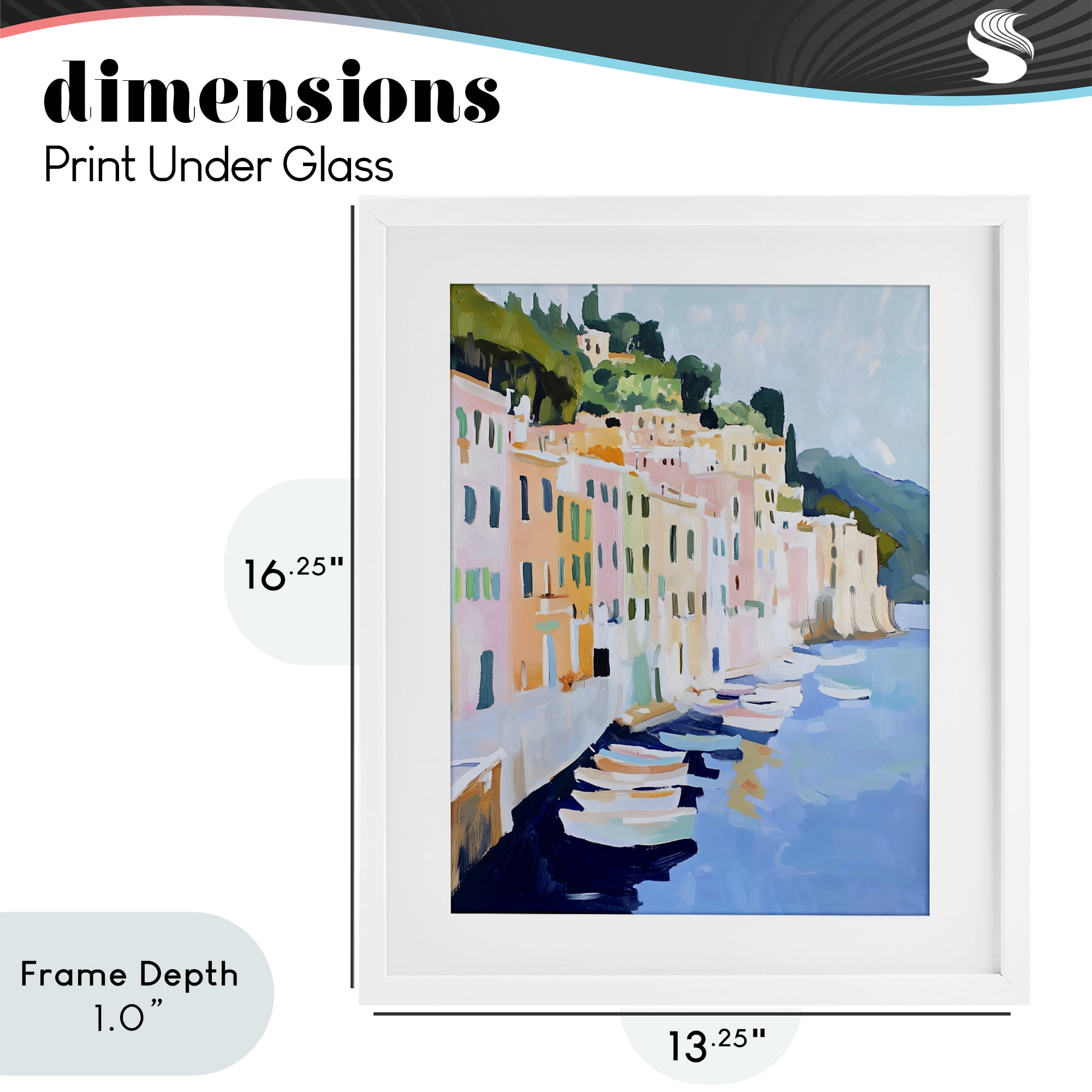 Stupell Industries Portofino Harbor View White Framed Print Under Glass, design by The Prints Vibe