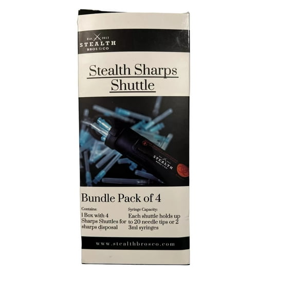 Stealth Bros & Co Sharps Shuttle Bundle Pack of 4 | Safe & Convenient Needle Disposal