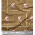 thumbnail image 1 of Soimoi Brown Poly Georgette Fabric Text & Owl Bird Printed Fabric 1 Yard 42 Inch Wide, 1 of 5