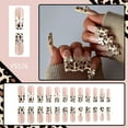thumbnail image 2 of 24 Pcs Leopards Print Press On Nails French Tips False Nails Bows Full Covers On Nails for Woman and Girls, 2 of 8