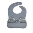 thumbnail image 3 of Busy Baby Silicone Toddler and Baby Bib with Food Catcher, Utensils and Utensil Straps, Unisex, Pewter, 3 of 8
