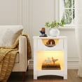 thumbnail image 5 of Bestier White Nightstands Set of 2 with Charging Station, Modern LED End Table Bedside Table with Drawer for Bedroom, Living Room, 5 of 11