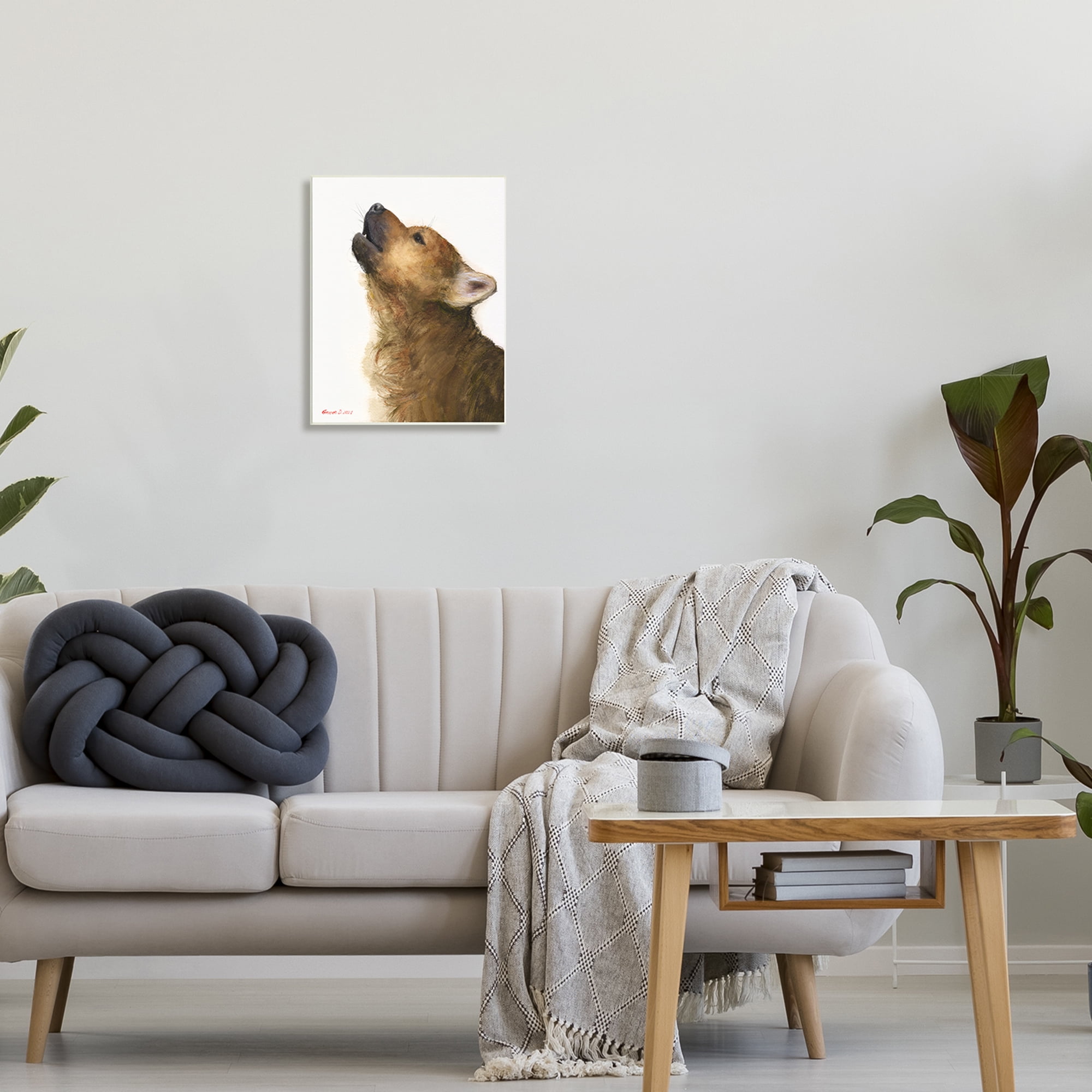 Stupell Industries Howling Brown Dog Portrait Intricate Details Painting Painting Unframed Art Print Wall Art, Design by George Dyachenko