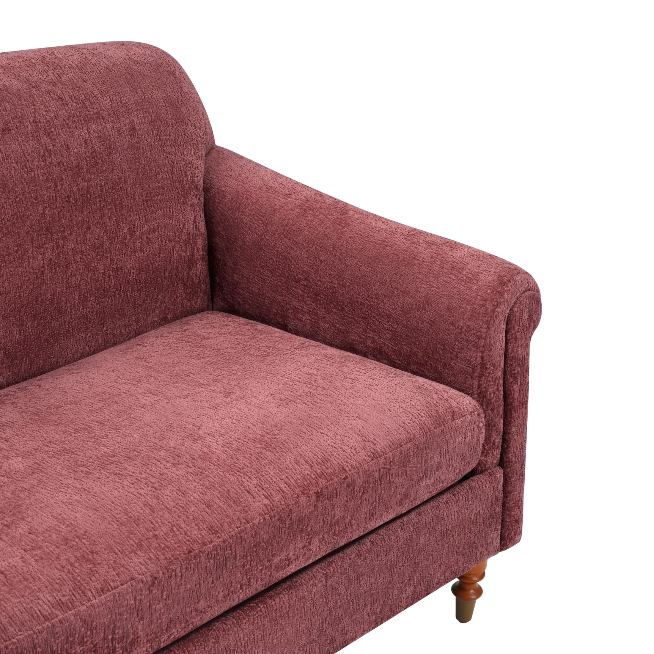 Christopher Knight Home 77.5" Chenille Loveseat Sofa with Rolled Arms, Classic Design 2-seater Couch, Red