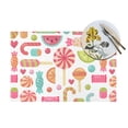 thumbnail image 4 of XMXT 6 Pcs PVC Woven Placemats, Childhood Cartoon Candy Stain Resistant Anti-Skid Place Mats for Dining Table, 12 x 18 inches, 4 of 6