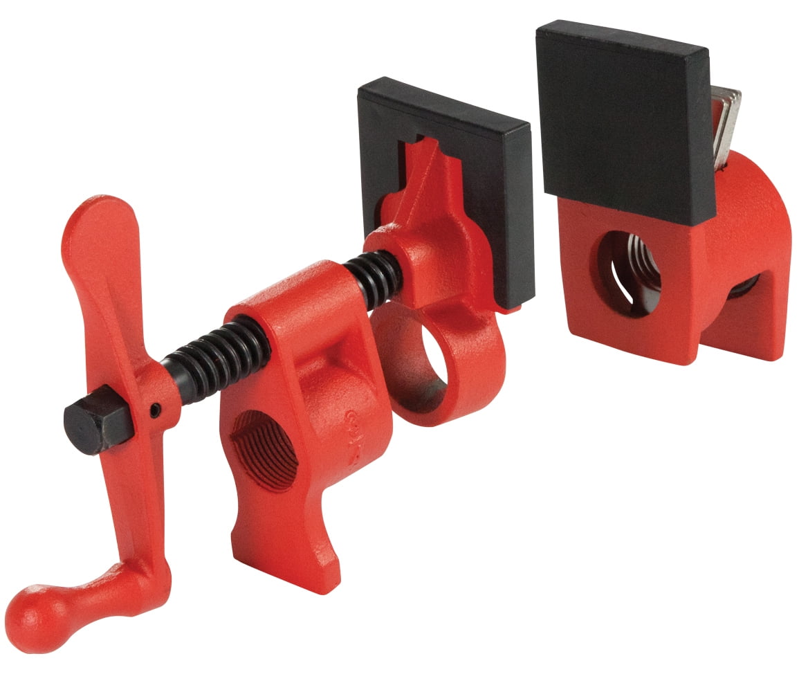 New Pipe Clamp Fixture H Style Set 3/4 In Black Pipe High Base Secure Cast Jaws 