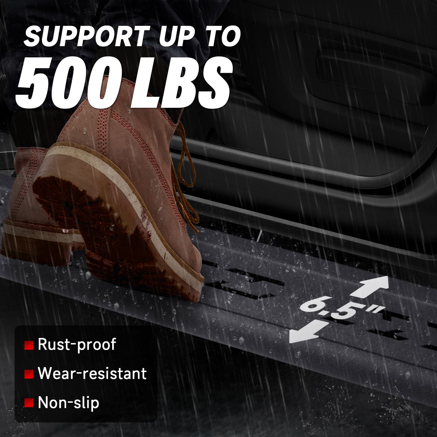 Side Step Running Boards Compatible with 2007-2018 Silverado Crew Cab Running Boards,Chevy Silverado 1500/2500HD/3500HD Crew Cab Side Step, Black Nerf Bars