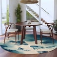 thumbnail image 3 of Navy Blue Fish Round Area Rug 6Ft Washable Circle Rugs for Bathroom Office, Nautical Coastal Summer Ocean Modern Rustic Non-Slip Carpet Floor Mats Indoor Outdoor Carpet Runner Aesthetic Home Decor, 3 of 8