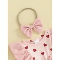 thumbnail image 6 of Bslissey Valentines Day Baby Girls Romper Dress Heart Print Ruffle Long Sleeve Corduroy Skirt Hem Bodysuit with Headband 3M 6M 12M 18M Newborn Infant Sweet Clothes, 6 of 9