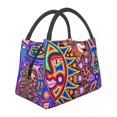 thumbnail image 3 of Bolsa de almuerzo con aislamiento térmico huichol mexicano para mujer, bolsa de almuerzo portátil para picnic al aire libre, caja de comida multifunción, 3 of 5