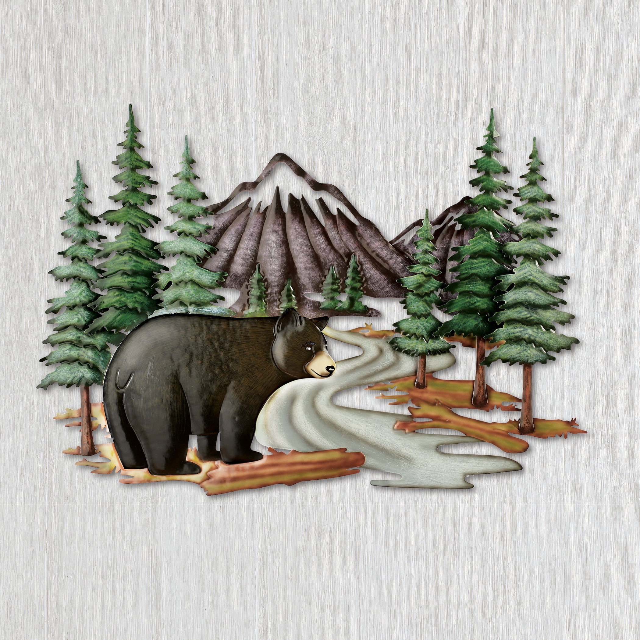 Black Bear Woodlands Scene Metal Wall Art to Give a Northwood's Feel to