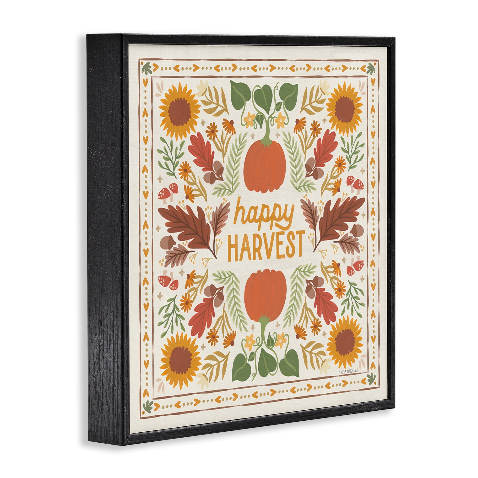 Stupell Industries Happy Harvest Pattern Landscape Painting Black Framed Art Print Wall Art, 24 x 24