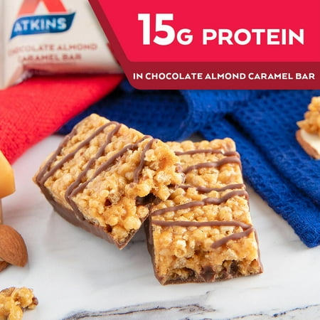Atkins Protein Meal Bar, Chocolate Almond Caramel, Keto Friendly, 5 Count
