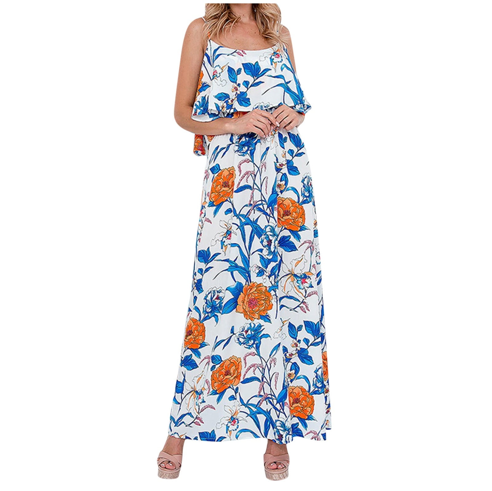 Summer Dresses for Women 2022 Sleeveless Long Dress Print Bohemian