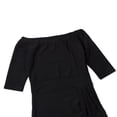 thumbnail image 3 of Women Dress Solid Color Long Sleeve Off Shoulder Slim-Fit Over-Knee High Split Dress, 3 of 7