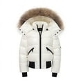 thumbnail image 1 of AS Winter kids Down Jackets bomber design coats with nature fur, 1 of 5