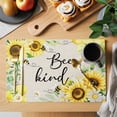 thumbnail image 2 of Sunflower Bee Kind Placemats Set&nbsp;of 1 Vintage Yellow Floral Bees White Daisy Plant Linen Texture Heat Insulation Washable Place Mats, Non-Slip Table Mats for Dining Table Kitchen,13x19 Inch, 2 of 9