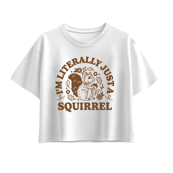 Instant Message - I'm Literally Just a Squirrel Short Sleeve Boxy Graphic T-Shirt