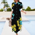 thumbnail image 2 of Morpho Robe en Chiffon à Fleurs Papillon Sexy Col en V Papillons Bleus Robes de Festival Vintage Femme Tenue de Rue Robe Décontractée Cadeau, 2 of 4