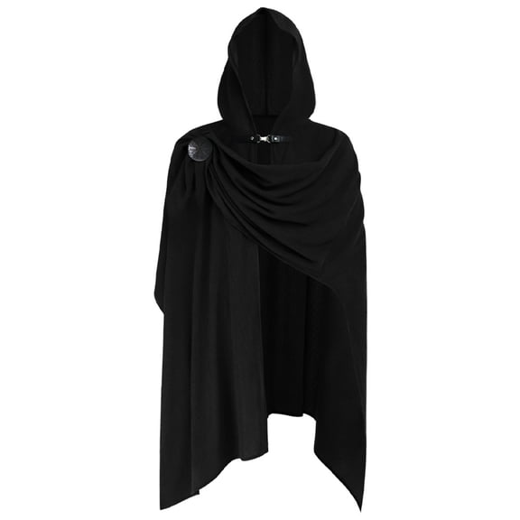 Halloween Medieval Hooded Cloak Cosplay Cape Unisex Corduroy Robe Renaissance Costume Gothic Vintage Full Length Outerwear for Men Women Adult Dress Up Size Blue