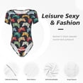 thumbnail image 4 of Bingfone Retro Video Game Pattern Women's Round Neck Bodysuit, Tight Snap Button Short Sleeve Bodysuit, Suitable for Party, Sports, Daily Wear-XX-Large, 4 of 7