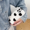 thumbnail image 3 of Dteck for iPhone 11 Fur Case for Girls, Luxury Cute Warm Handmade Furry Fuzzy Fluffy Soft LOVE Fur Plush Protective Case Cover for Women,White-Black Love, 3 of 4