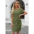 thumbnail image 4 of Women's Summer Striped Short Sleeve T Shirt Dress Casual Tie Waist with Pockets, 4 of 6