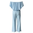 thumbnail image 4 of Riforla Summer and Spring Women's One Line Shoulder Fashion Temperament off The Shoulder Jumpsuit Jumpsuits for Women Blue S, 4 of 5