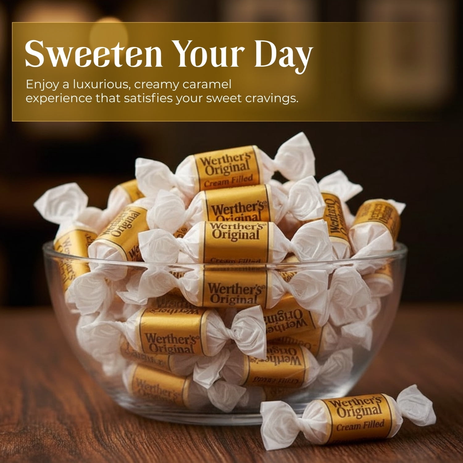 Bulk Werthers Original Hard Candy | Bulk Candy Individually wrapped | Werthers Caramel Candy | 1 lb Individual Flavor Bag | Ships in an Aromatik™ Resealable Pouch (Vanilla Crème)
