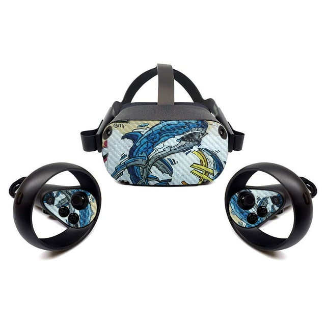MightySkins Carbon Fiber Skin for Oculus Quest - Robo Shark | Protective, Durable Textured Carbon Fiber Finish | Easy to Apply, Remove, and Change Styles | Made in The USA (CF-OCQU-Robo Shark)