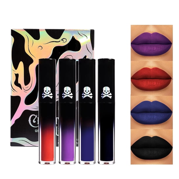 Lipstick Bekoeen Halloween Matte Lipstick Liquid Lipstick Kit x4