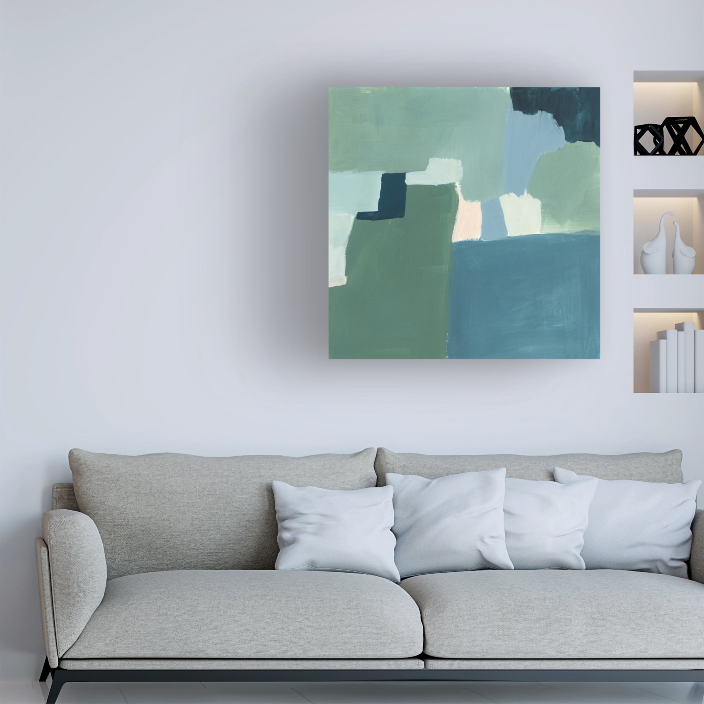 Victoria Barnes 'Teal and Sage I' Canvas Art