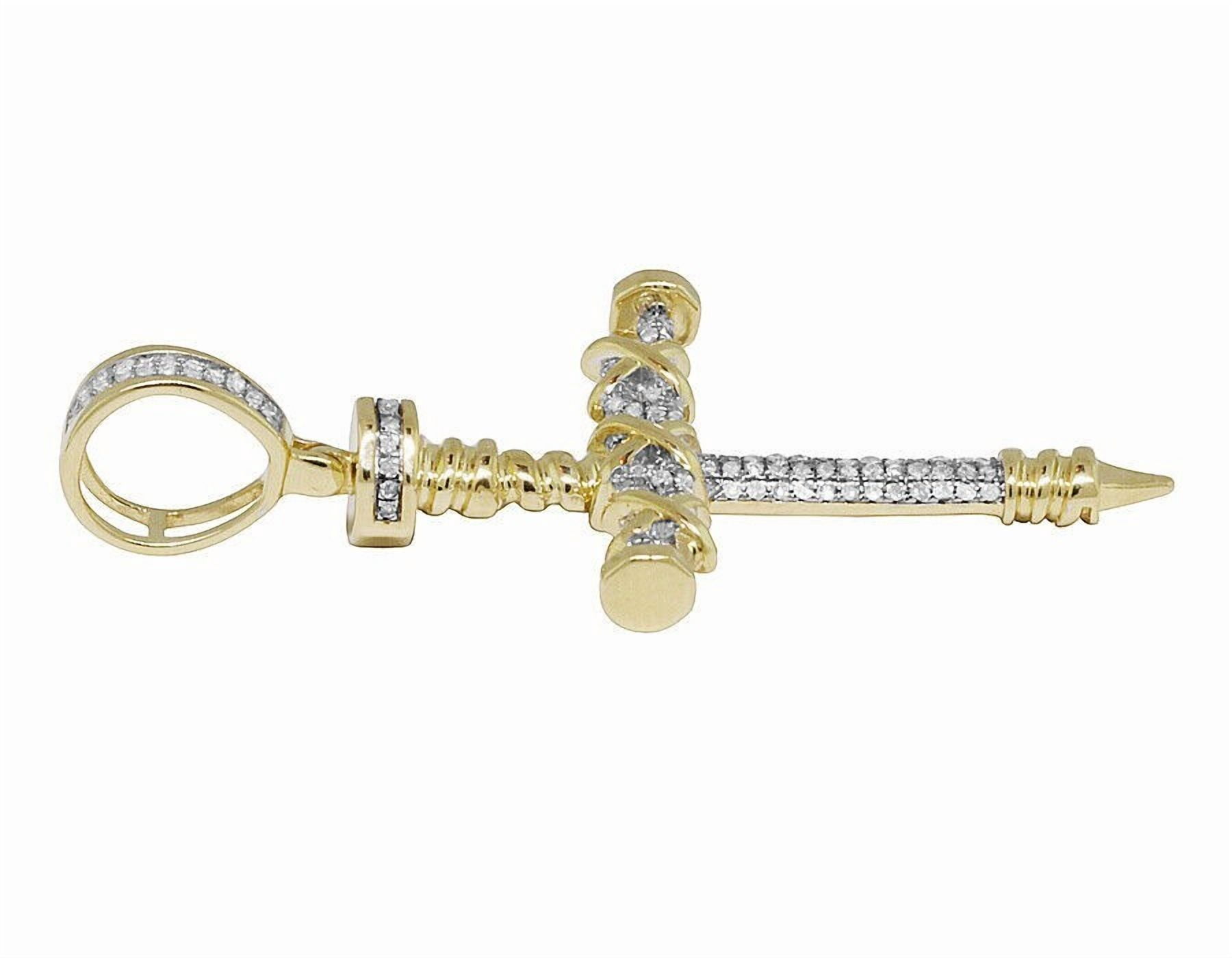 Nail Cross Pendant charm Round Cut Lab Created Diamond 925 Sterling Silver 1.Ct