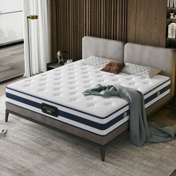 Nisien 12 Inch Hybrid Mattress in a Box, Gel Memory Foam Mattress