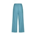 thumbnail image 5 of QATAINLAV Wide Leg Straight Capris for Women Loose Fit Cotton Linen Cropped Trousers Solid Drawstring Waist Beach Capri Pants with Pockets Birthday Gifts Sky Blue XXL, 5 of 6