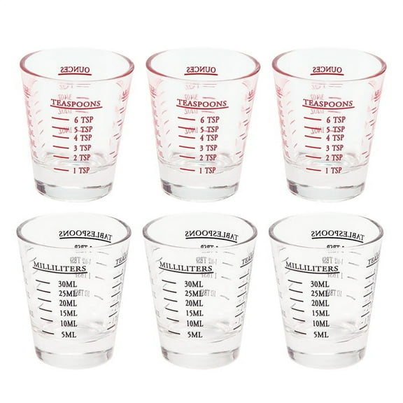 6Pcs Measuring Cup Espresso Shot Glass Liquid Heavy Glass Wine Glass 26-Incremental Measurement 1Oz, 6 , 2 , 30Ml