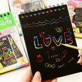 thumbnail image 1 of Kids Rainbow Colorful Scratch Art Kit Drawing Painting Paper Notebook with Drawing Stick Gift, 1 of 7