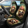 thumbnail image 3 of Jiueut Sloth Flower Print Auto Seat Covers Full Set of 4, Universal Front and Rear Seat Covers with Elastic Backing Easy to Clean Car Accessories Fit Most Cars, 3 of 7
