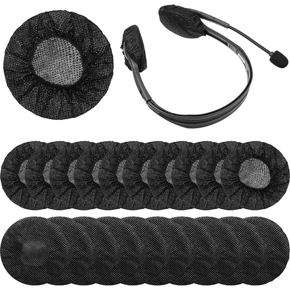 NOGIS 100 Pieces Disposable Headphone Covers Non Woven Sanitary Headphone Ear Covers Black Fabric Headset Covers Ear Pad Covers for Headphones, 11 Cm/ 4.3 Inch (Black, L-11 cm)