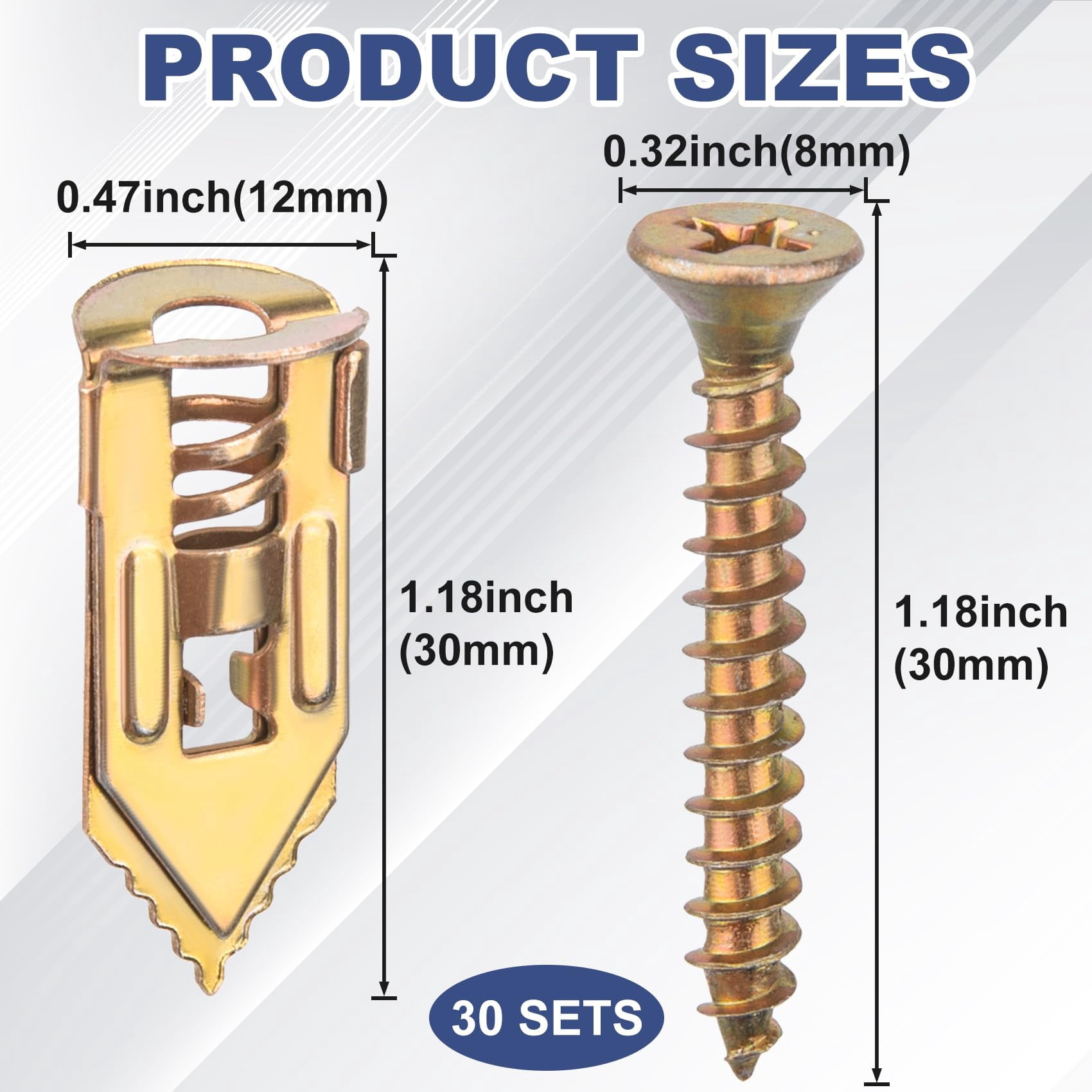 80 Pcs Self-Drilling Anchor Screws, Zinc Plated Steel Drywall Anchors, Heavy Duty Metal Expansion Bolt, No Drill or Holes, for TV, Shelf Straps, Gypsum Boards, Cabinets