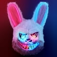 thumbnail image 1 of Máscara de purga ZONESTA iluminada, máscara LED de conejito peludo y aterrador, sangriento, peluche, espeluznante disfraz de Halloween para cosplay, 1 of 7