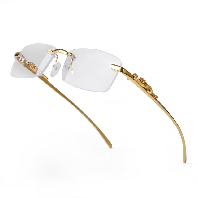 Gafas de sol Piscom Vintage sin montura, rectangulares, doradas y transparentes