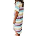 thumbnail image 3 of MAWCLOS Women Striped Sleep Dress Casual Nightshirt Baggy Nightdress Pajamas Outfits, 3 of 3