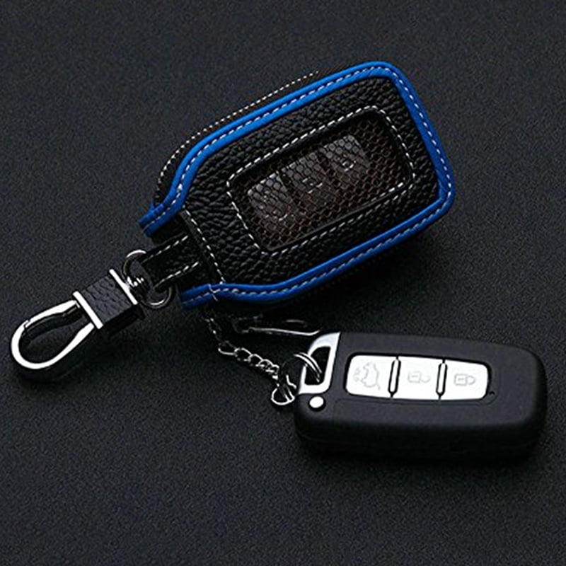 New Universal Leather Zipper Car Key Fob Case Cover Protector Keychain