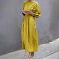 thumbnail image 4 of ITSAME Womens Maxi Dress, Loose Casual Puff Sleeve Solid Color Fashion Long Dress Yellow S, 4 of 7