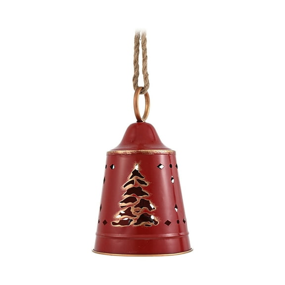 Large Red Christmas Bells Iron Holiday Ornament, 11x7x7 Inch Big Tree Door Decor, Festive Decoration