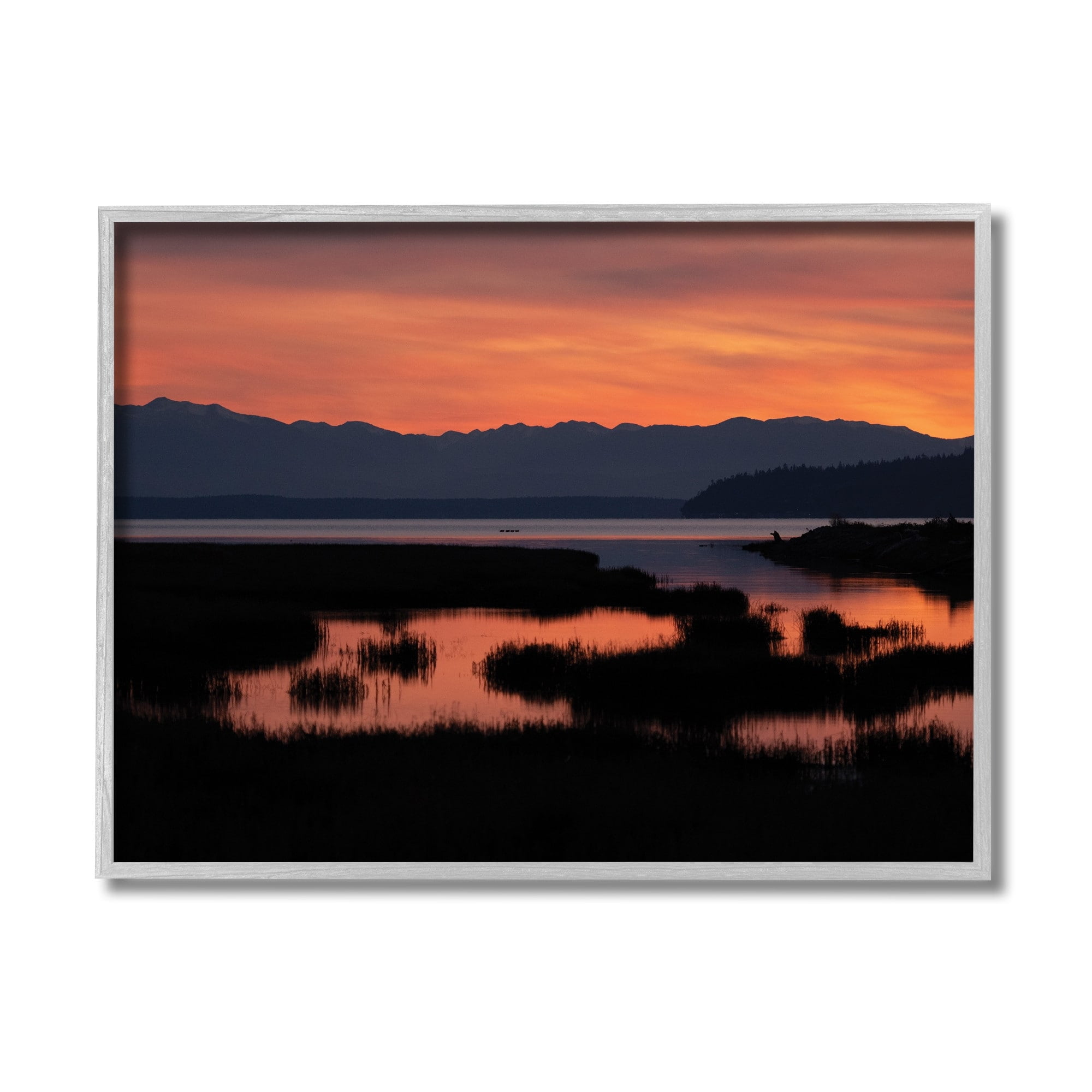 Stupell Industries Sunset over Marsh Land with Mountain Line,11 x 14,Designed by Nancy Crowell