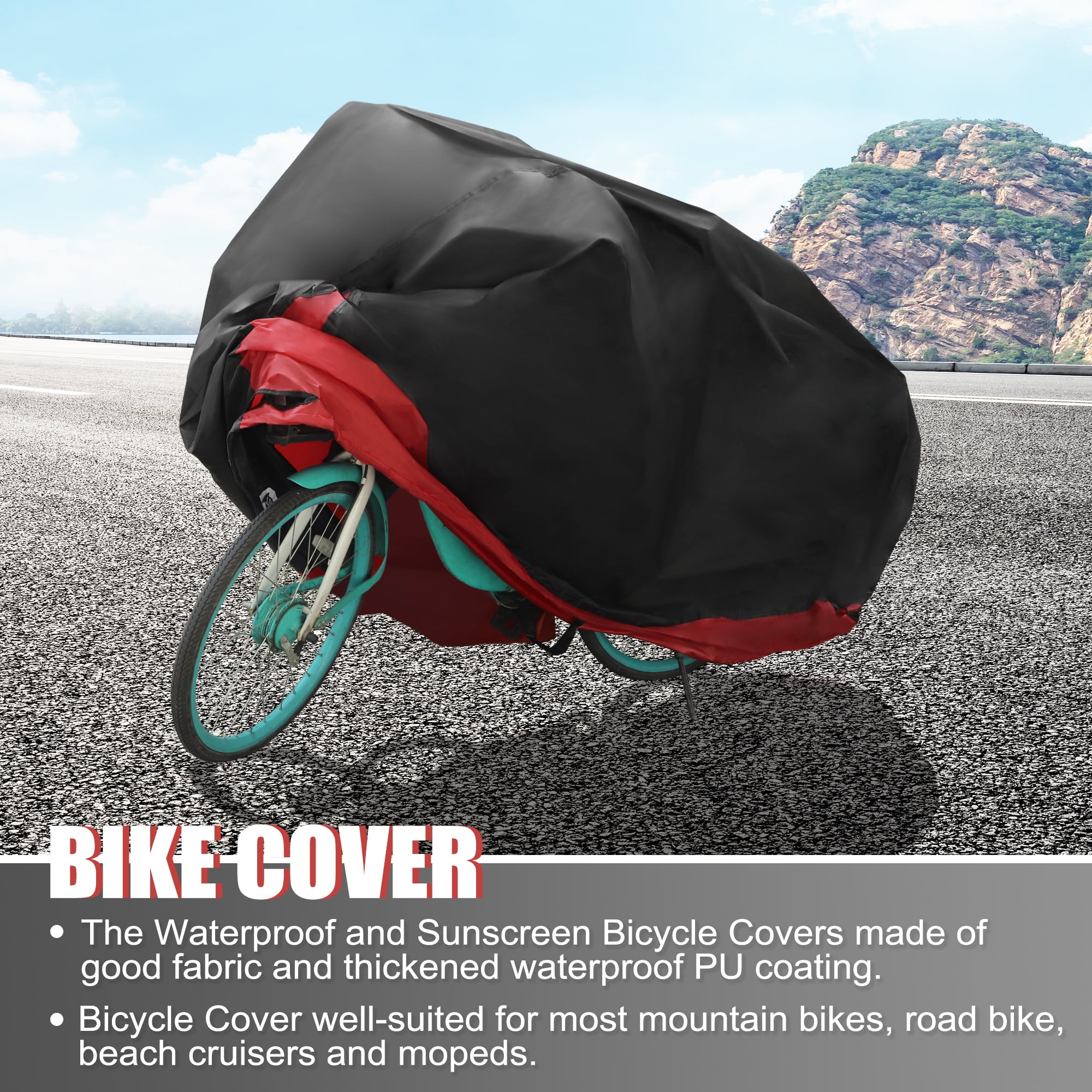 Unique Bargains 1 Set Bike Cover Outdoor Waterproof Bicycle Cover Sun Dust Bike Covers for 1 Bike for Mountain Bike Red